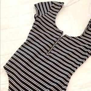 Guess striped body suit zipper